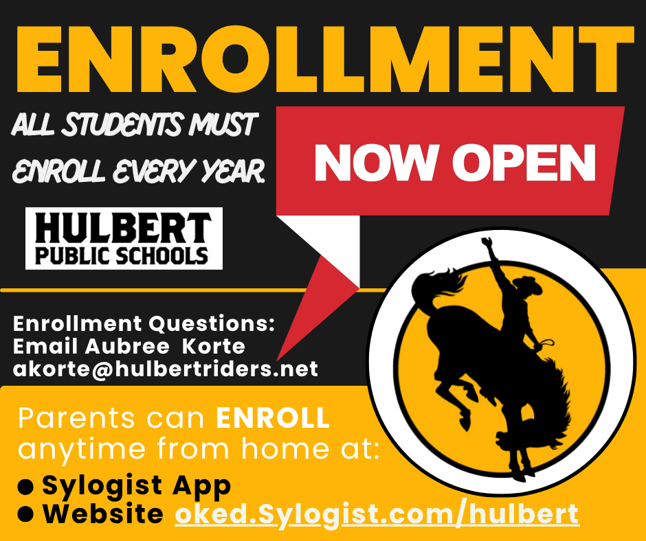  Hulbert Enrollment is officially OPEN for the 2026–2027 school year!  You can get everything taken care of in just a few minutes by visiting   https://oked.sylogist.com/Hulbert or by logging into the Wengage by Sylogist app and selecting Student Records Portal.