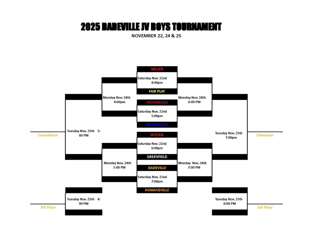 2025 DADEVILLE JV BOYS TOURNAMENT NOVEMBER 22, 24 & 25