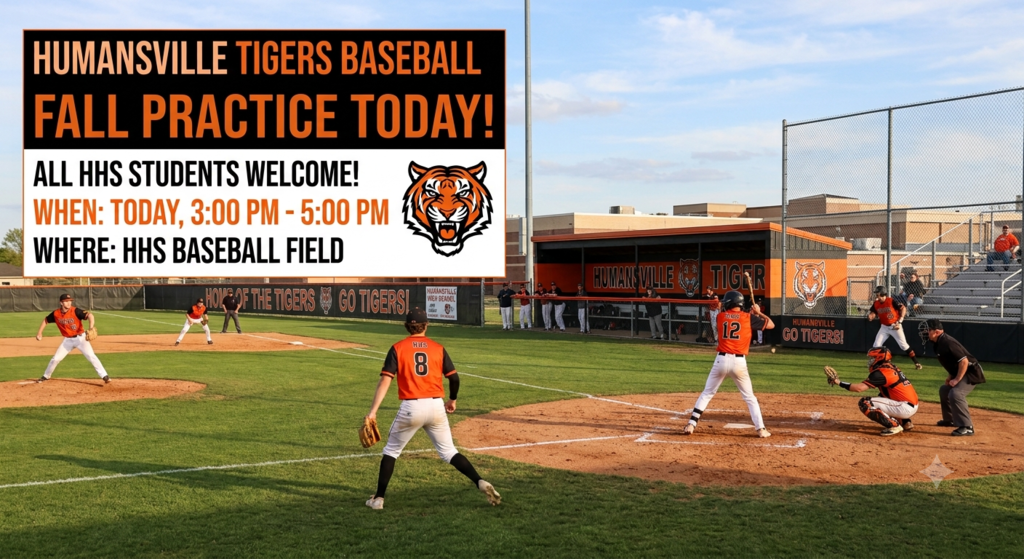 Any high schoolers interested in playing baseball, there will be practice today from 3-5