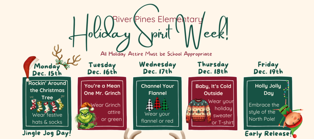Holiday Spirit Week Calendar