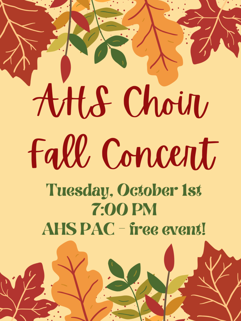 Choir concert Tues. Oct 1