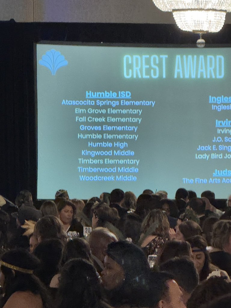 Humble ISD list of Crest Award recipients at TSCA 2024 Rhosine Fleming Awards Night