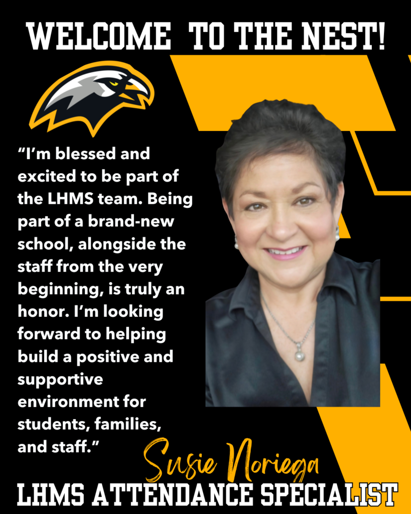 Please give a warm LHMS welcome to our Attendance Specialist, Ms. Noriega! #LHMSHawks
