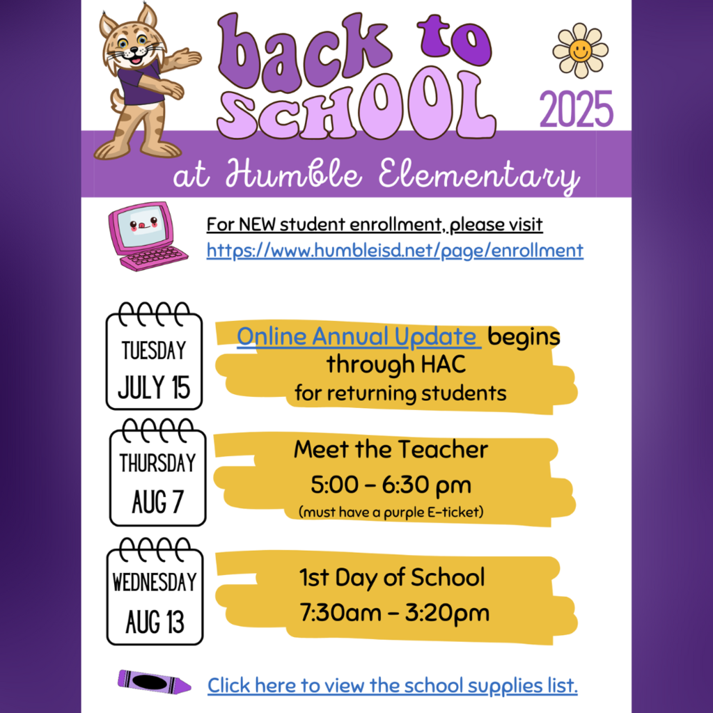 Back to School Information - English