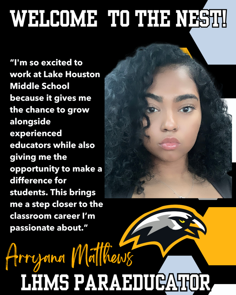 Please give a warm LHMS welcome to our Paraeducator,  Ms. Matthews! #LHMSHawks