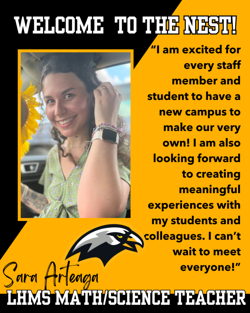 Please give a warm LHMS welcome to our Math/Science Teacher,  Ms. Arteaga! #LHMSHawks