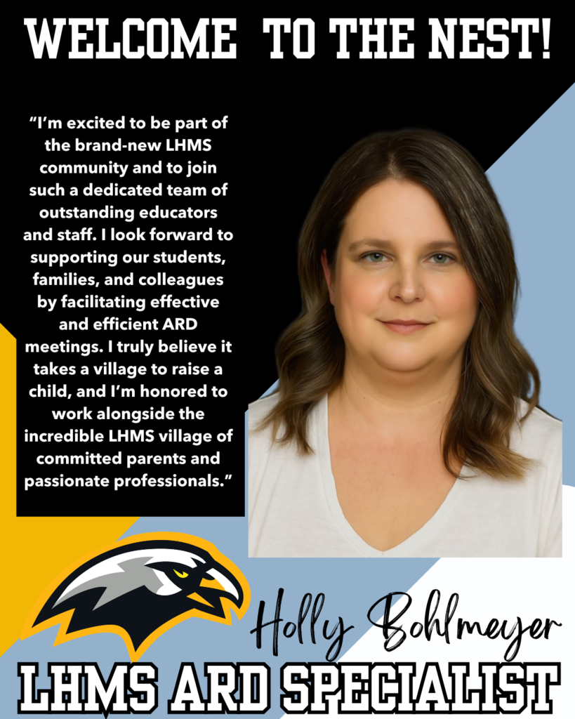 Please give a warm LHMS welcome to our ARD specialist,  Ms. Bohlmeyer! #LHMSHawks