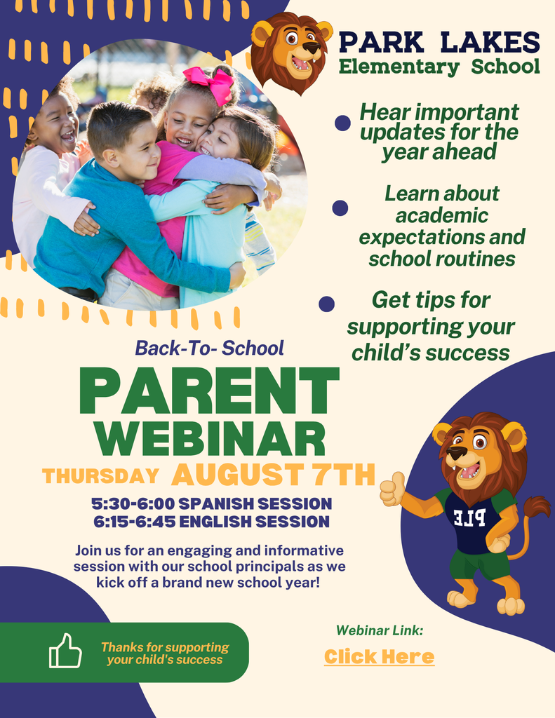 Parent Webinar flyer for back to school information