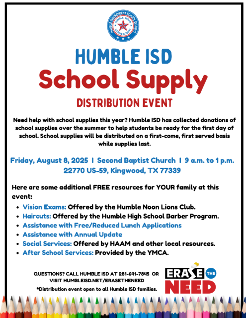 Humble ISD School Supply Distribution Event