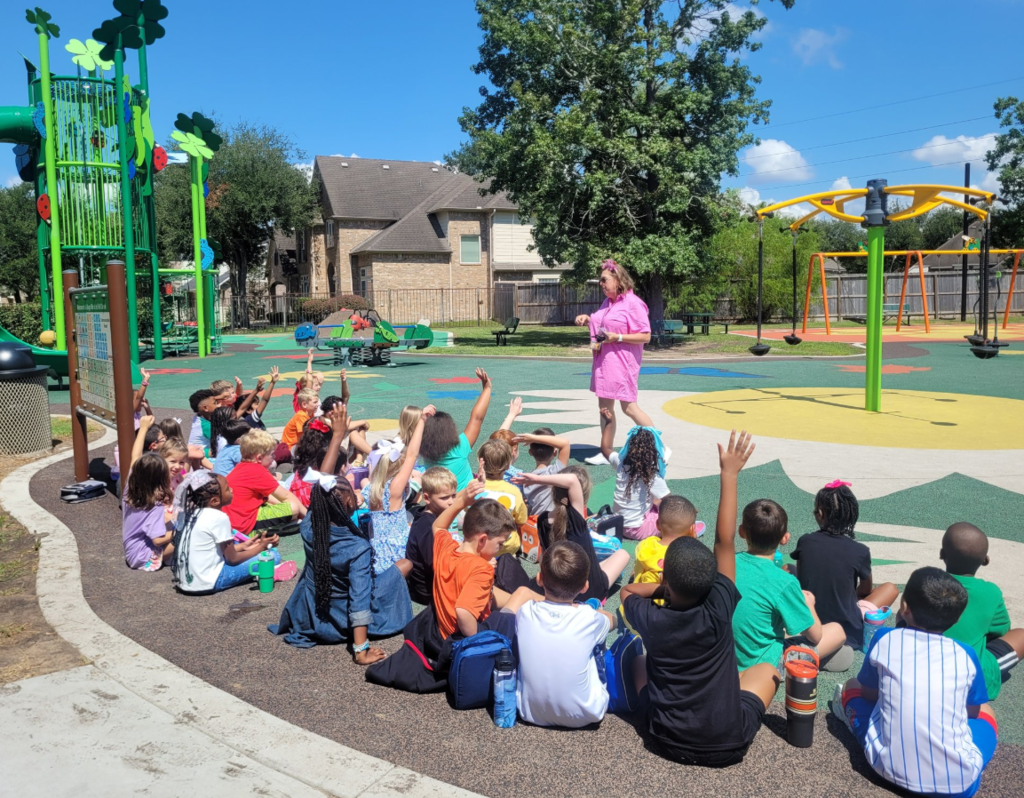 Teacher explaining playground expectations