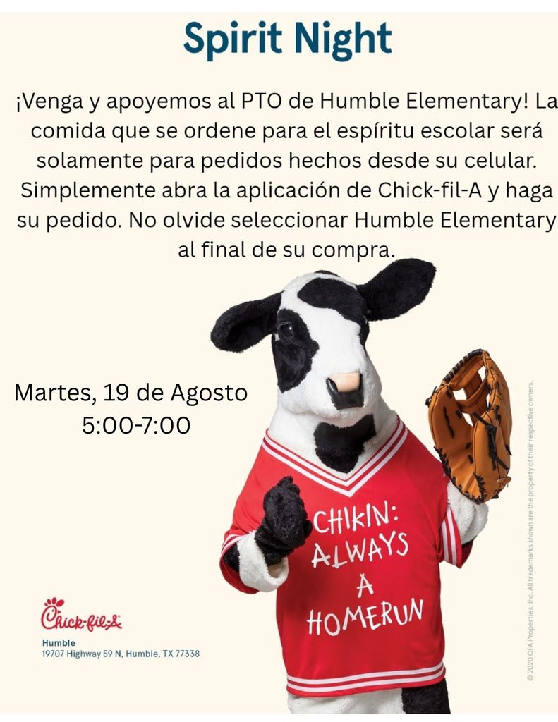 PTO Spirit Night at Chick Fil A