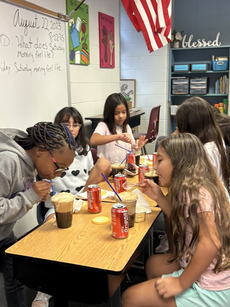 4th graders at OFE do science experiment with ice cream floats.