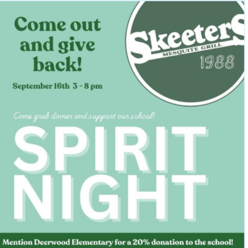 Skeeters Spirit Night 9/16
