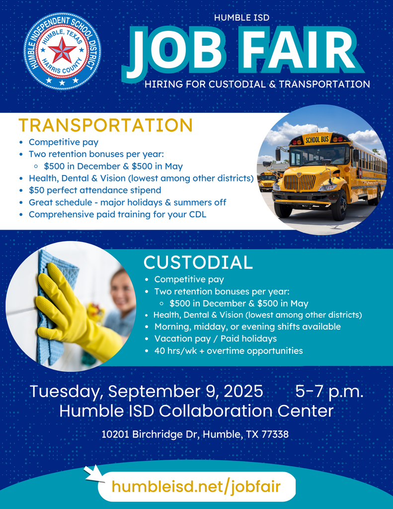 Job Fair September 9, 2025 Custodial & Transporation