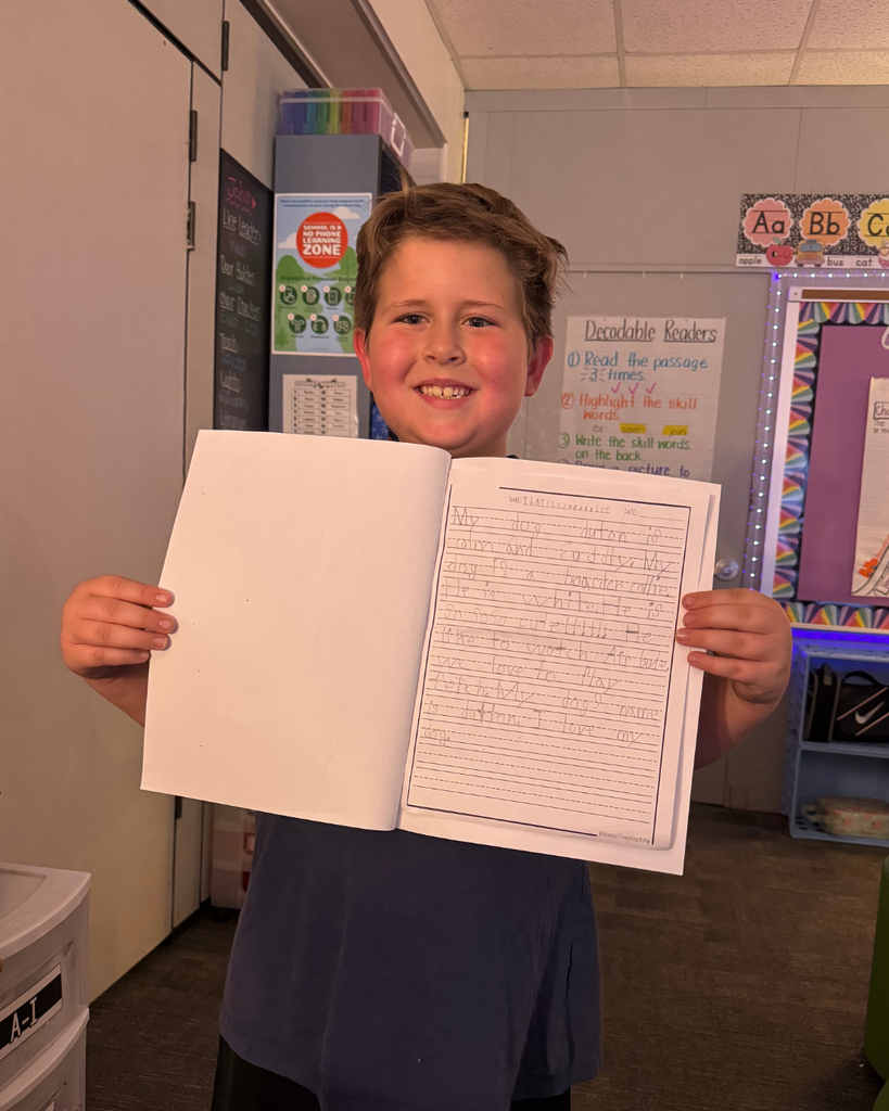 student writing