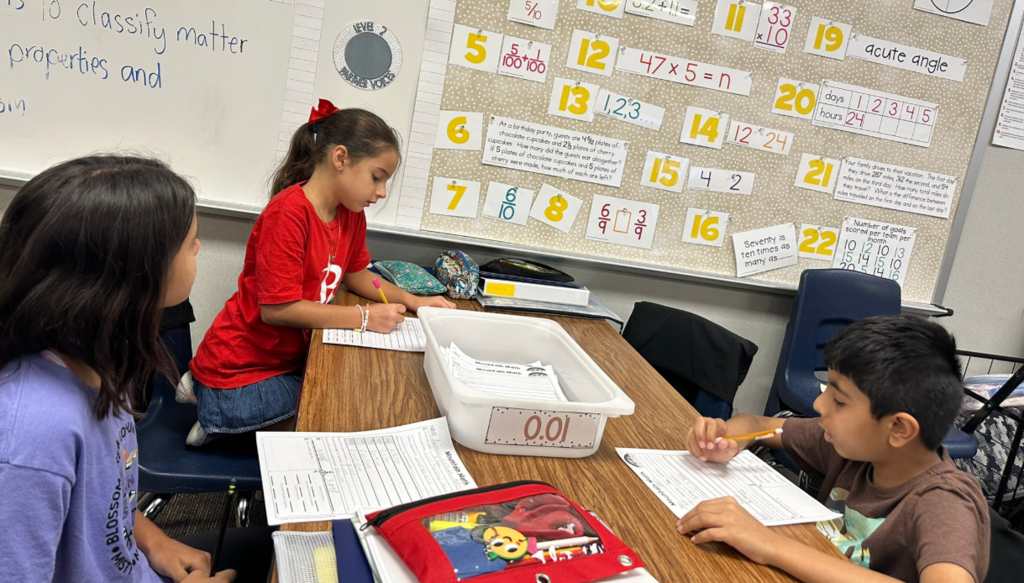 Students working on math fluency