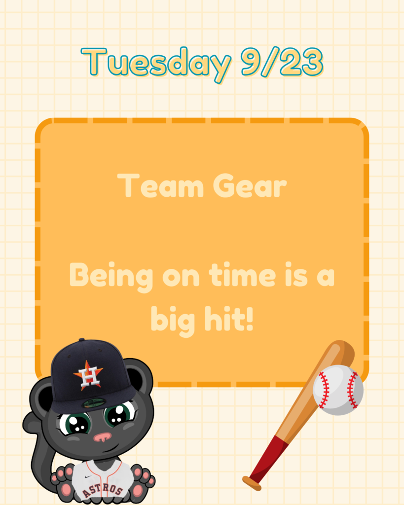 Team gear on Tuesday 9/23