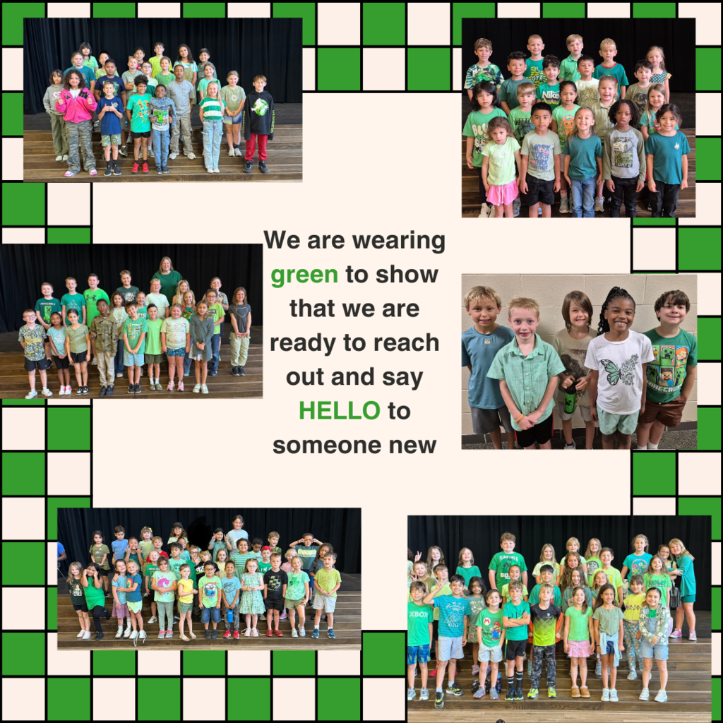 Wearing green for Start with Hello Week