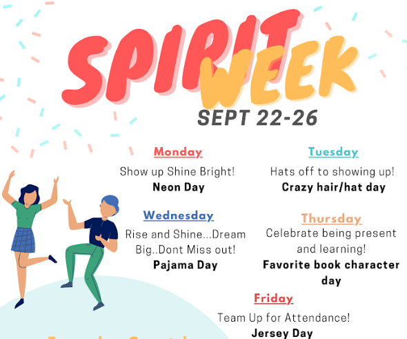 Spirit Week dress up days flyer