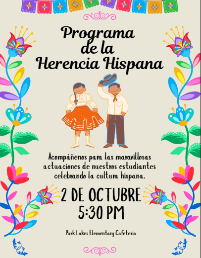 Hispanic Heritage Program flyer in Spanish