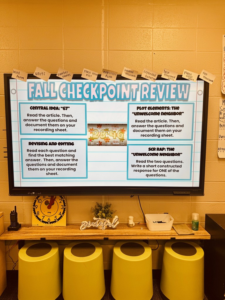 Fall Checkpoint Review Menu