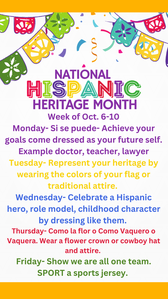 Hispanic Heritage Month Dress Up Days - English