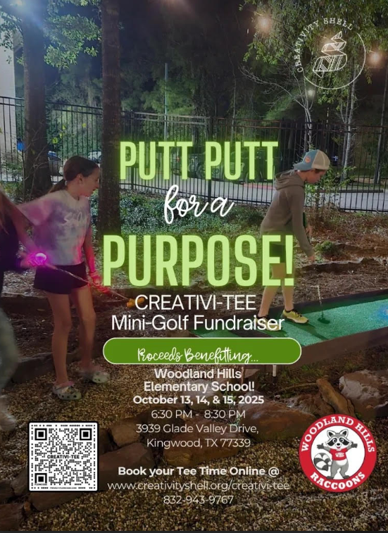 ⛳️ Putt Putt for a Purpose! 💚 Join the Woodland Hills Raccoons for a night of fun and fundraising — October 13–15, 6:30–8:30 PM! Book your tee time now: creativityshell.org/creativi-tee