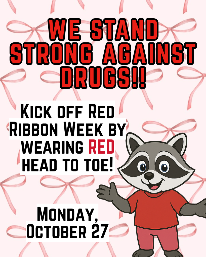 Monday: “❤️ Head-to-toe RED! Stand strong against drugs! #RedRibbonWeek #StandStrong #DrugFree #GoRed