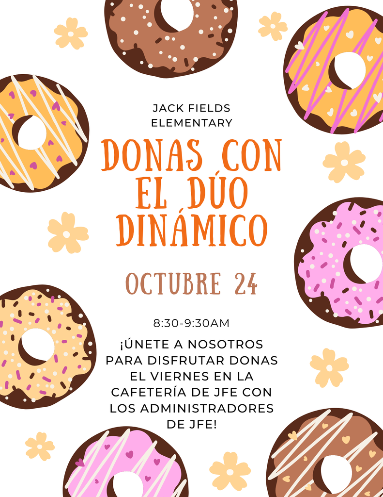 Flyer for donuts with the dynamic duo -Spanish