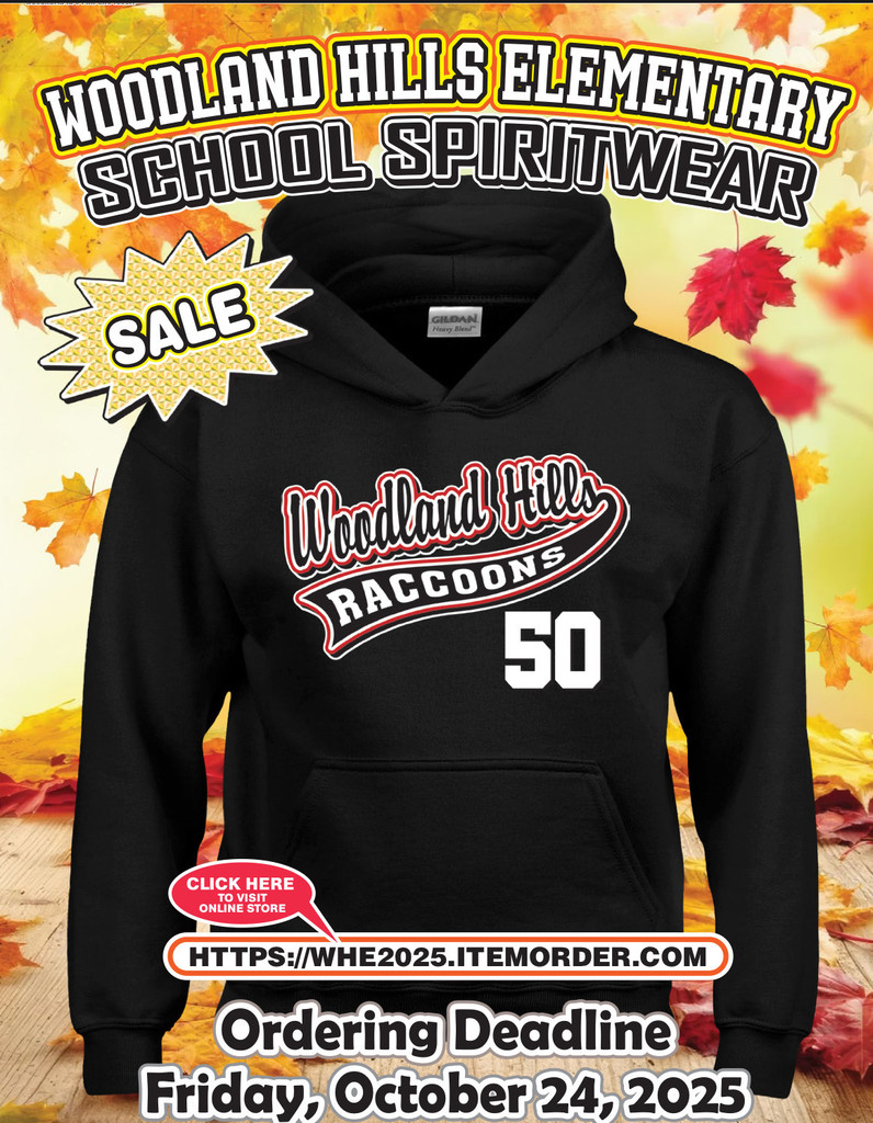 Last call for spiritwear! 💙🦝 Today’s the FINAL day to grab your Woodland Hills gear! Don’t miss out—order now at https://whe2025.itemorder.com !