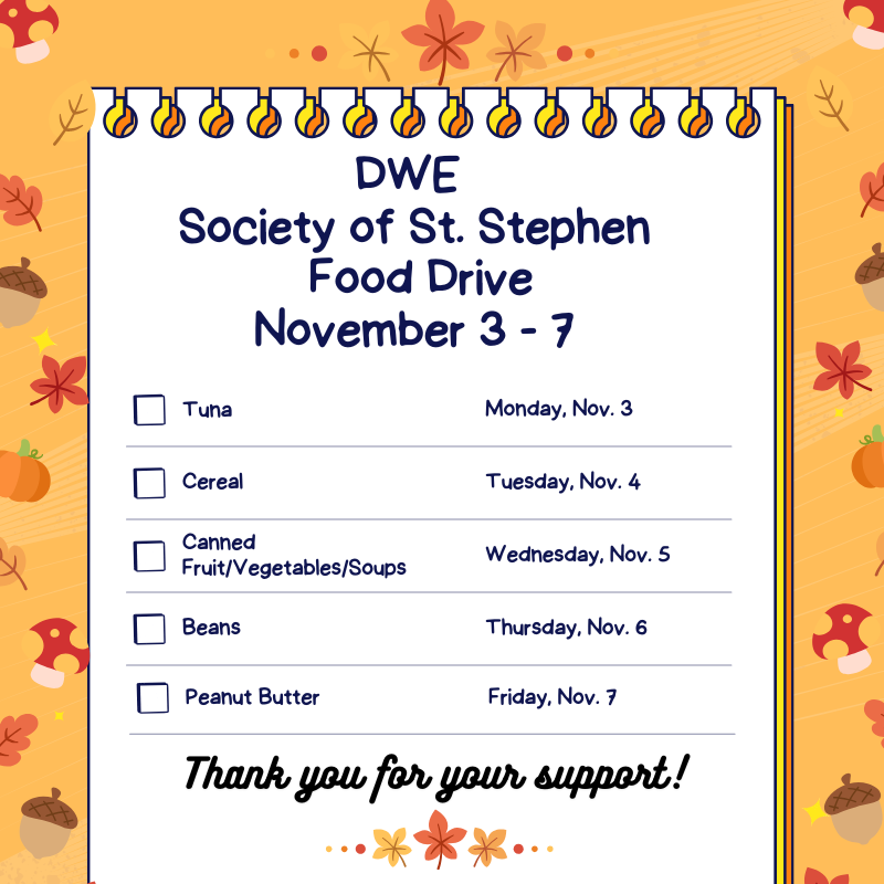 Society of St. Stephen Food Drive Nov. 3-7