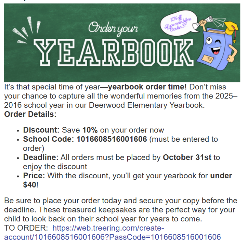 DWE Yearbook Order Link