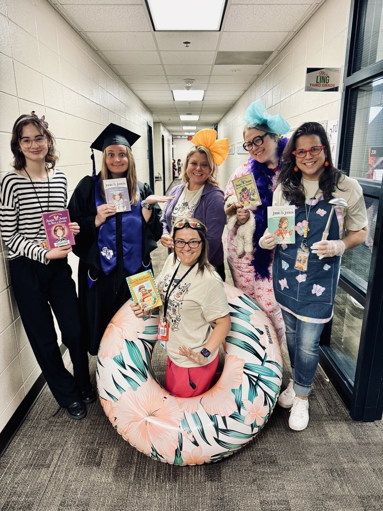 3rd grade teachers posing as Junie B Jones characters