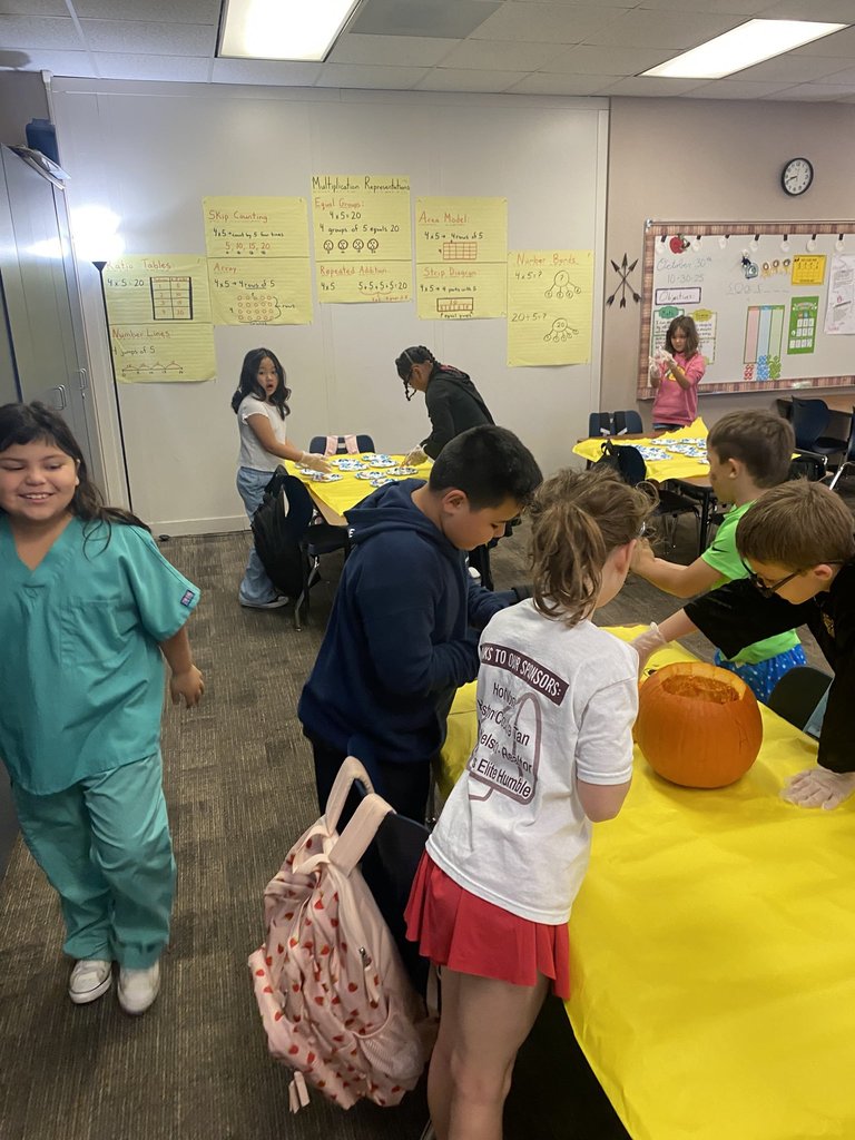 Students counted pumpkin seeds.