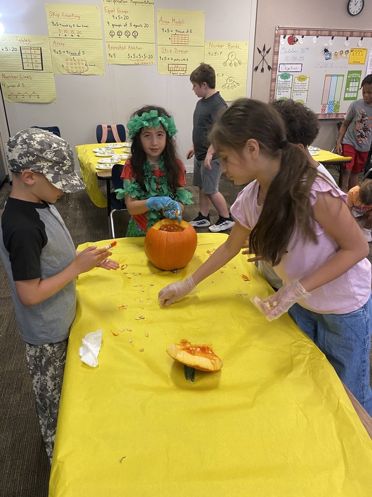 Students counted pumpkin seeds.