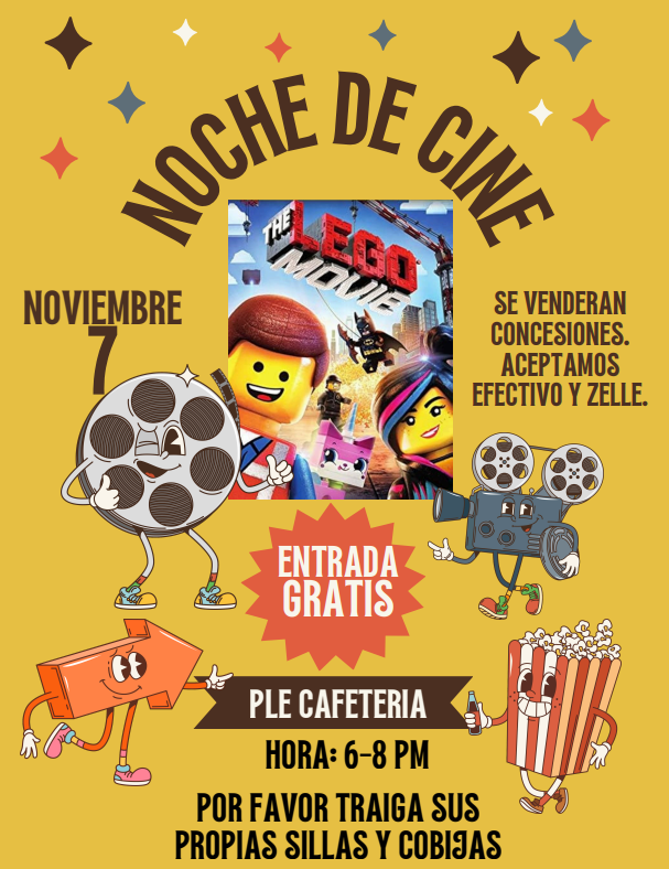 Movie Night flyer in Spanish