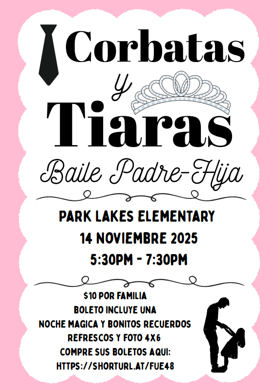 Ties and Tiaras Flyer for Father Daughter Dance in Spanish