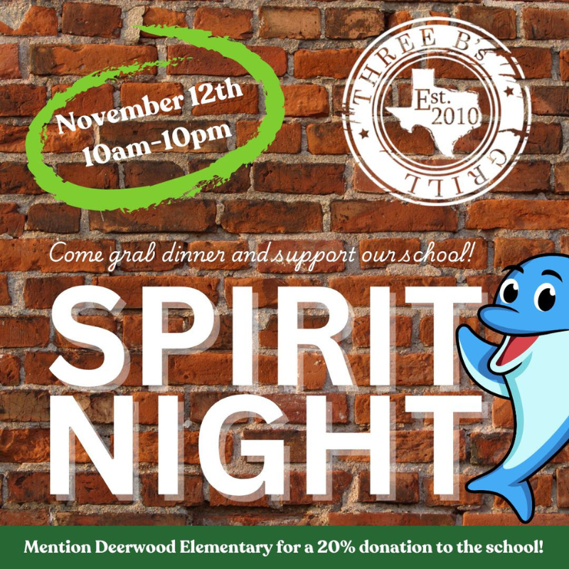 3 B's Spirit Night Nov. 12