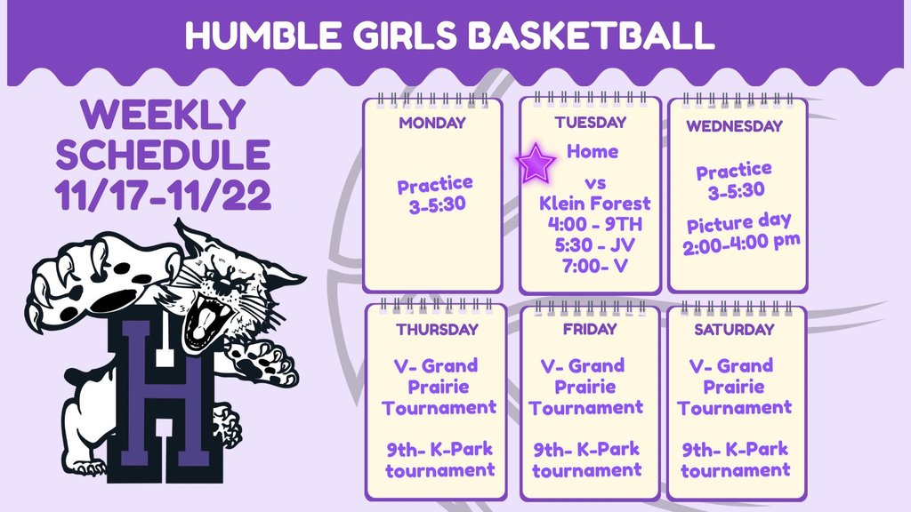 Basketball Weekly Schedule