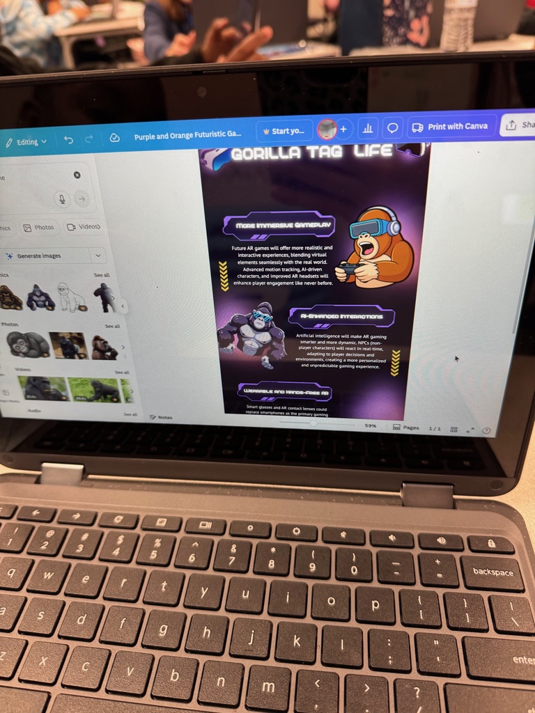 Our 5th graders are becoming designers! Today they used Canva to create eye-catching infographics that share facts, data, and ideas in a creative way. So proud of their digital skills! 🖥️✨
