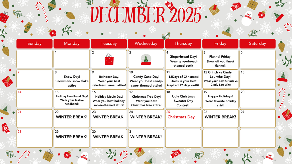 December 2025 Dress Up Days
