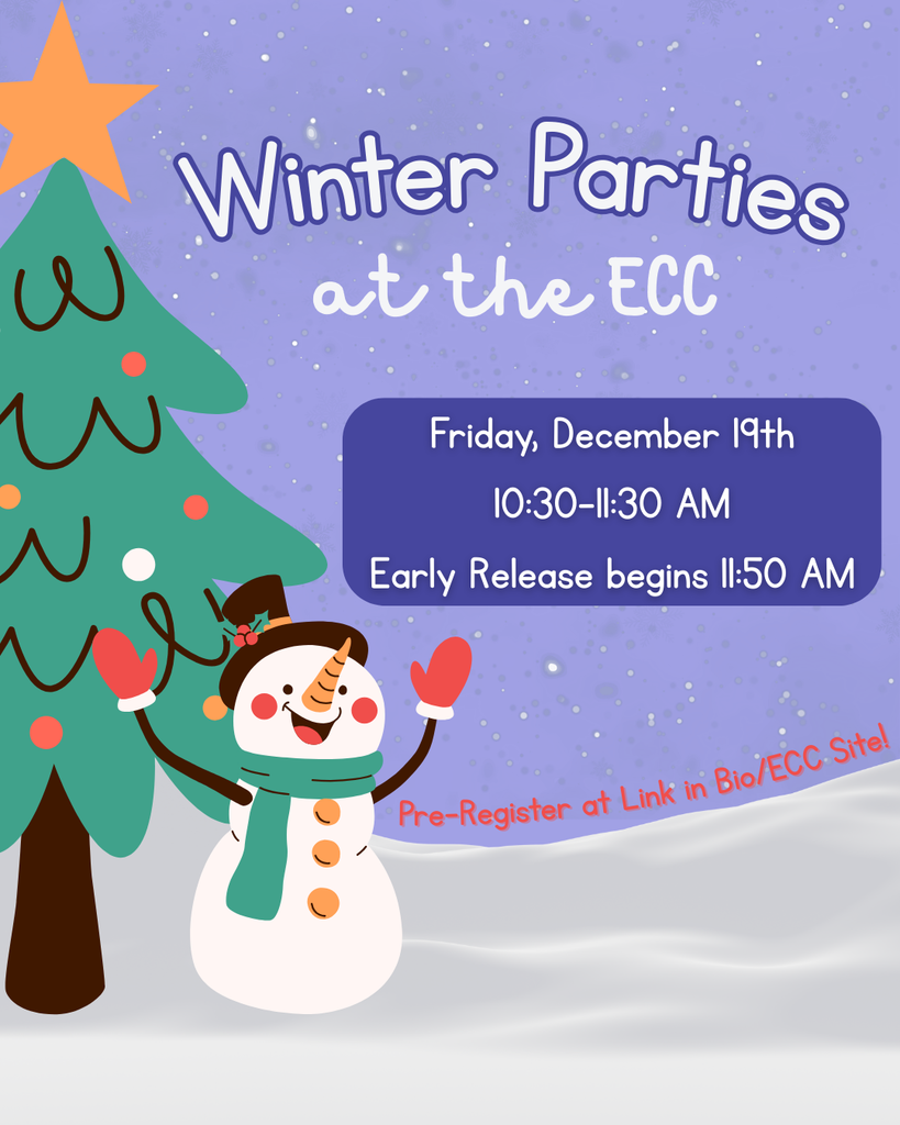Flyer for December 19th winter parties and early release at 11:50 am