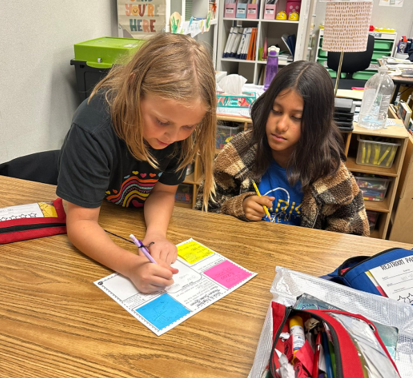 4th grade students working on math