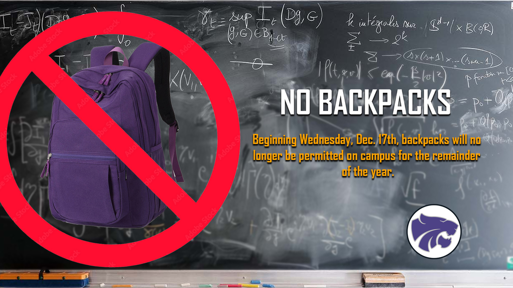 No Backpacks during finals graphic.