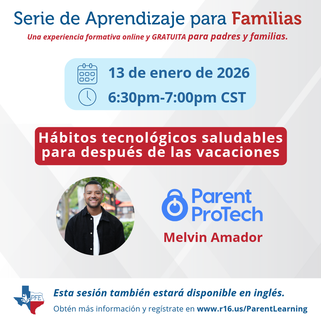 Spanish flyer for Parent Learning Series event