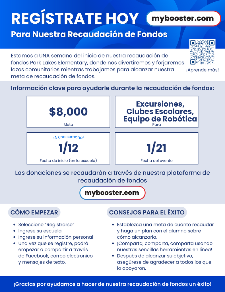 BoosterThon Flyer Spanish