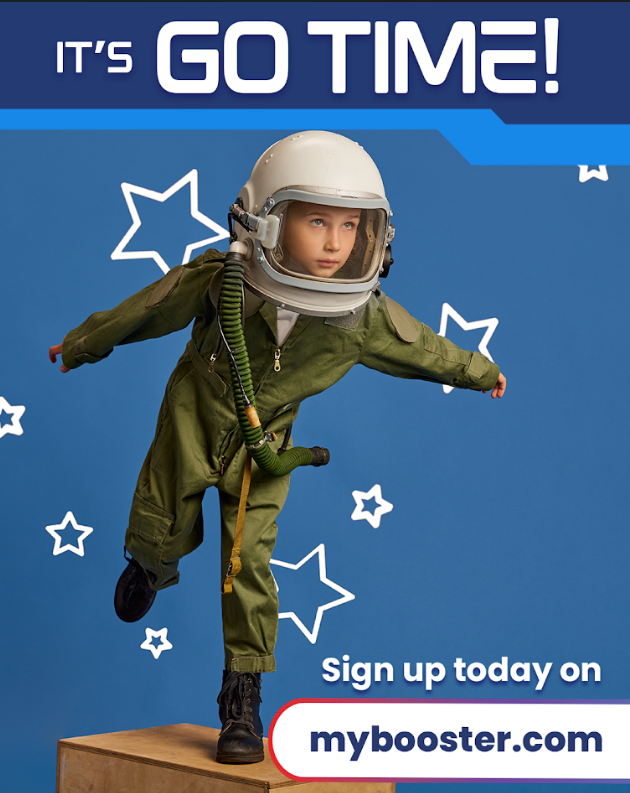 myboster.com flyer image of a kid in an astronaut costume