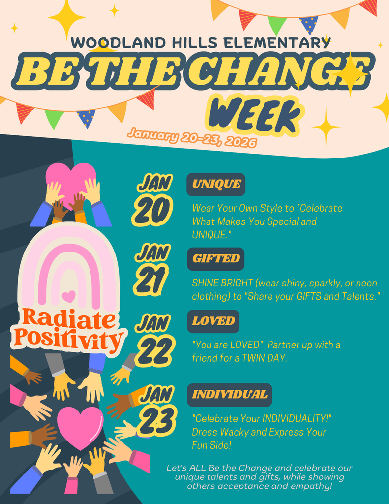 Be the Change Week 25-26💛 Be the Change Week is coming up next week! 🦝 We’ll be celebrating what makes our students Unique, Gifted, Loved, and Individual — with some fun optional dress-up days along the way 🌈 Let’s show our school community kindness, empathy, and positivity all week long!