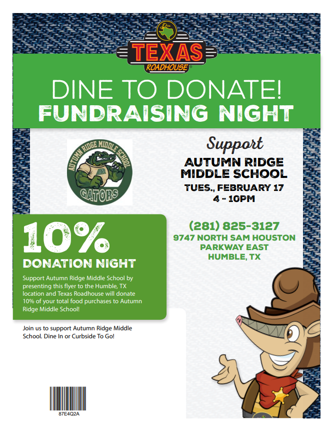 Texas RoadHouse 2026 Spirit Night