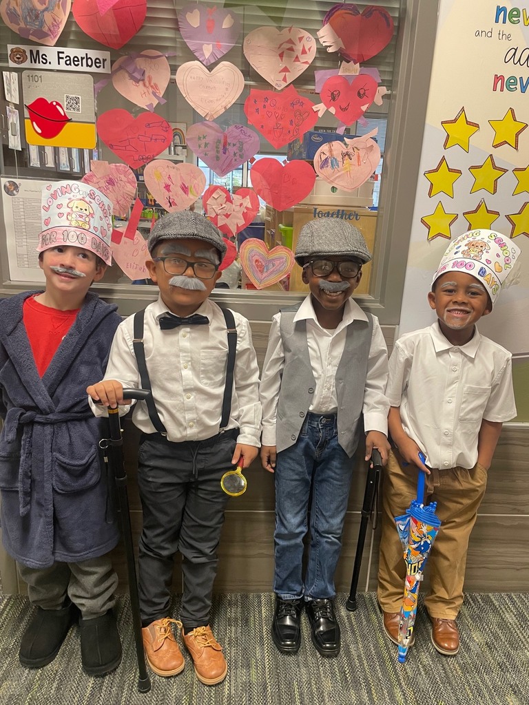 Kindergartners dressed up for 100th Day of School